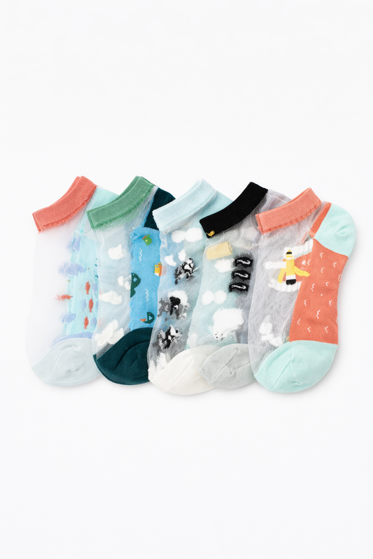 Pack 5 Calcetines Tobillos y Transparentes Mujer Diseño NW Confort Diario