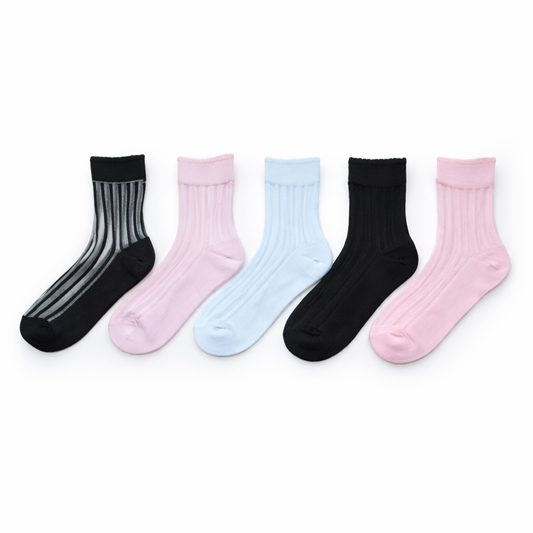 Pack 5 Calcetines Crew Mujer Transparentes Diseño NW Confort Diario